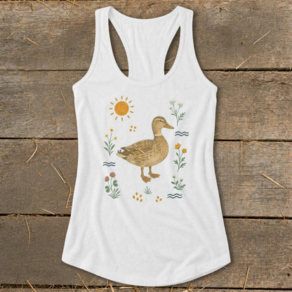 Folk Art Duck Racerback Tank