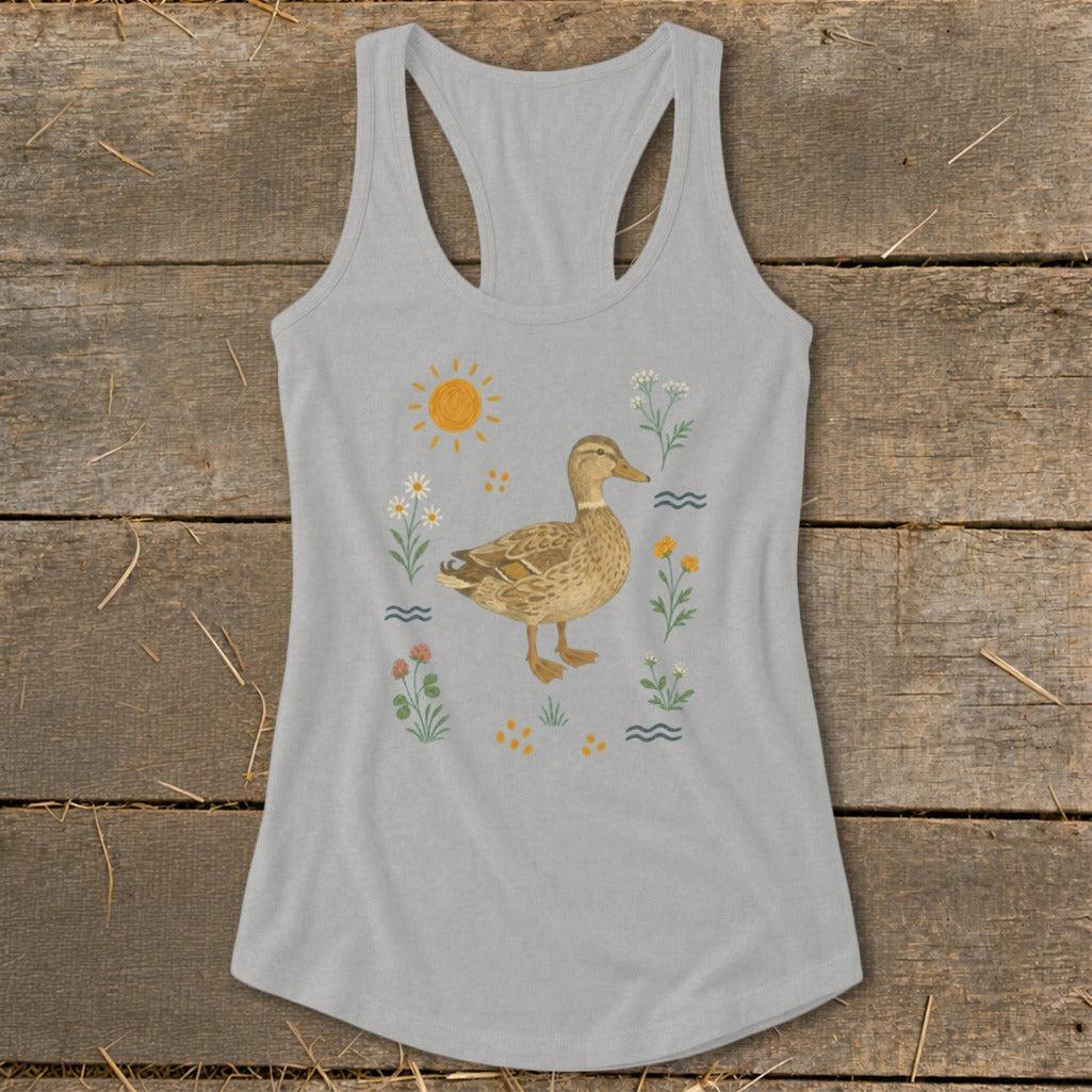 Folk Art Duck Racerback Tank