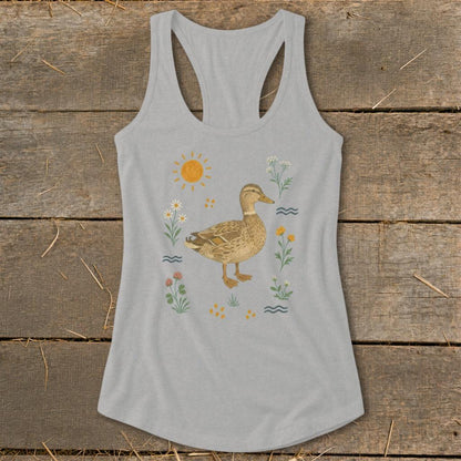 Folk Art Duck Racerback Tank