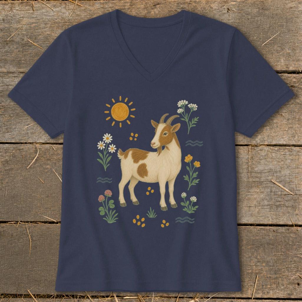 Folk Art Goat V-neck