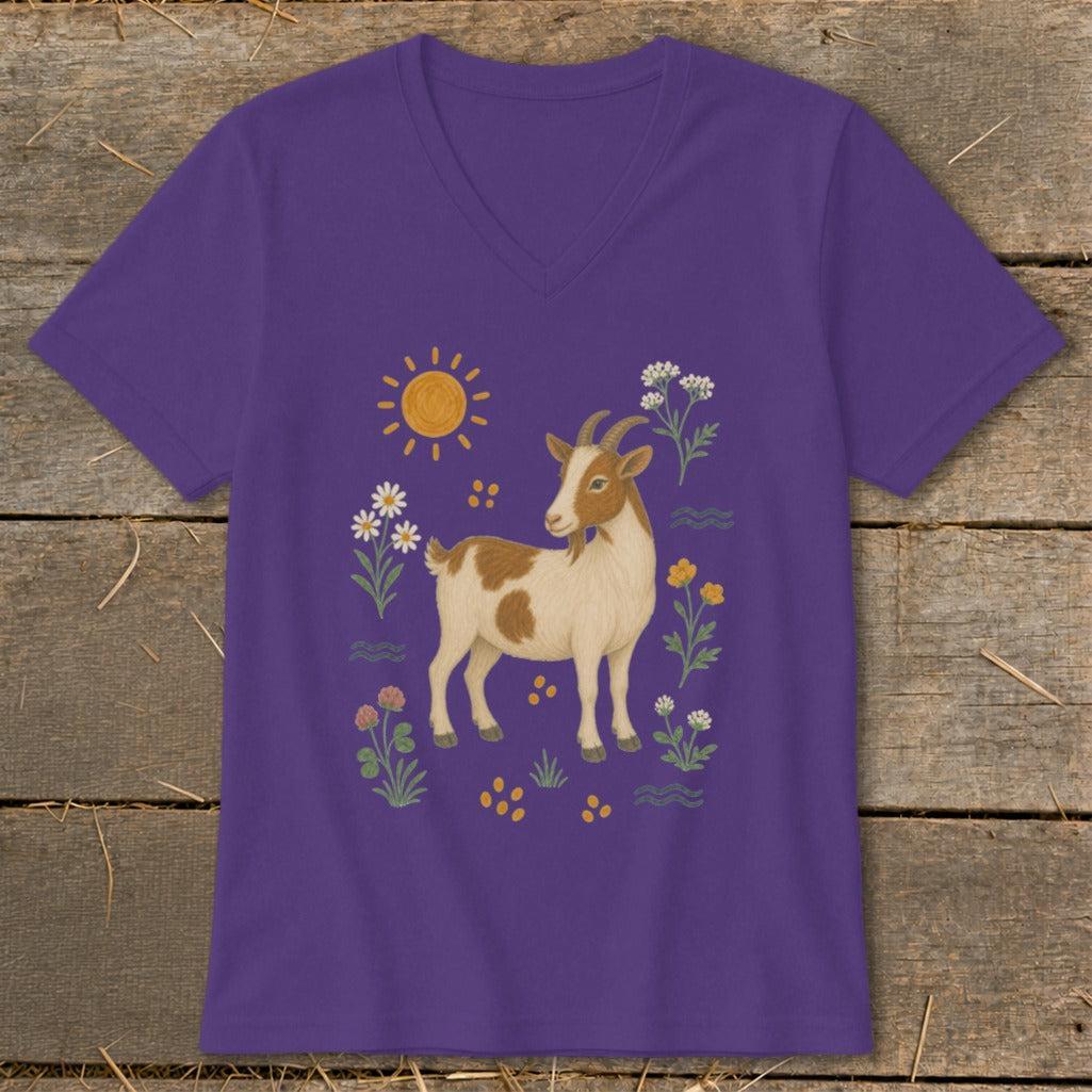 Folk Art Goat V-neck