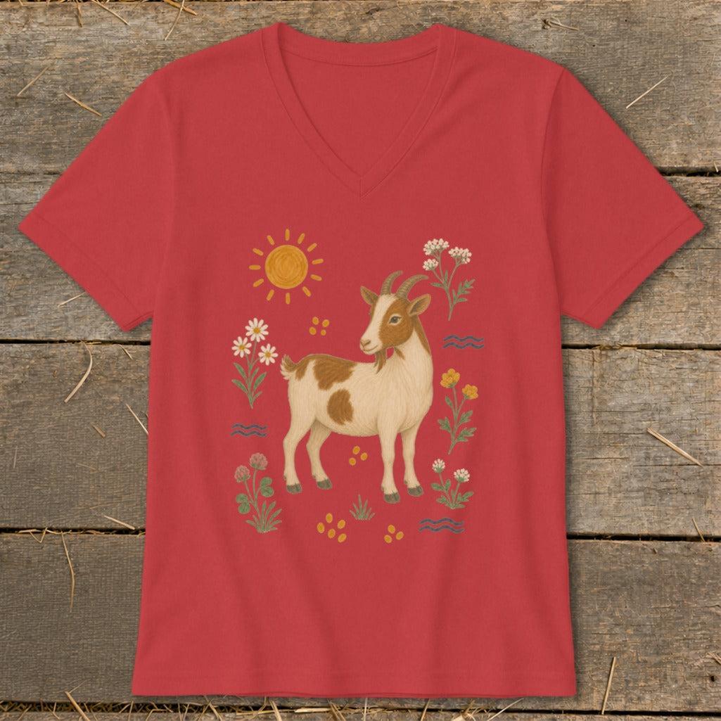 Folk Art Goat V-neck