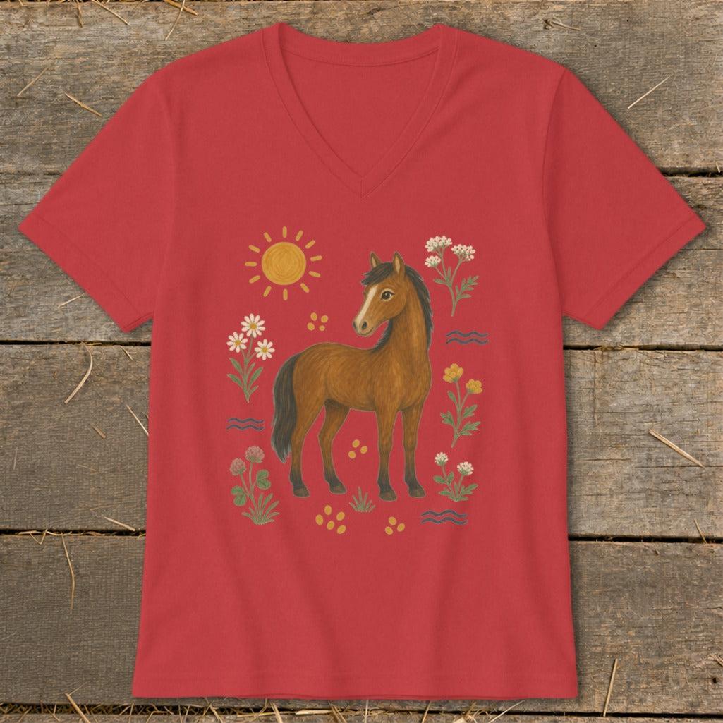 Folk Art Horse V-neck