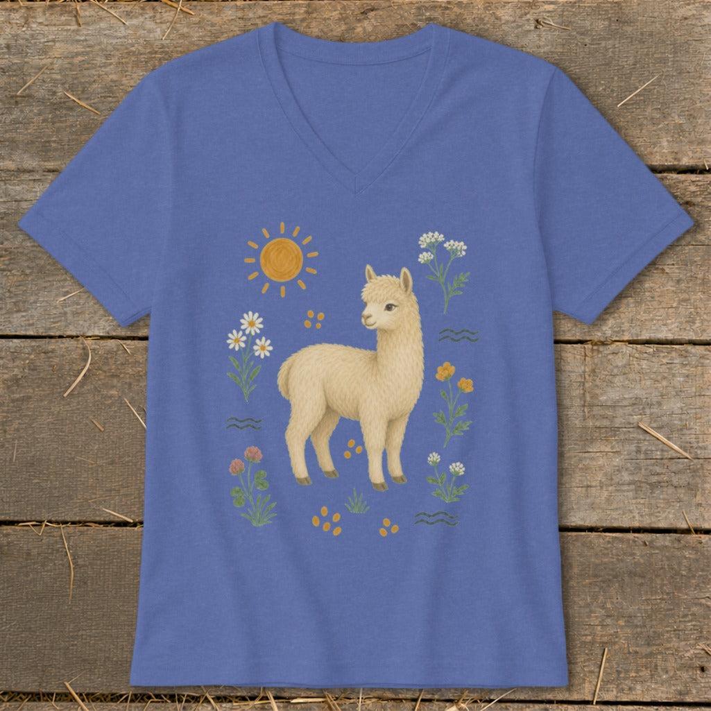 Folk Art Llama V-neck