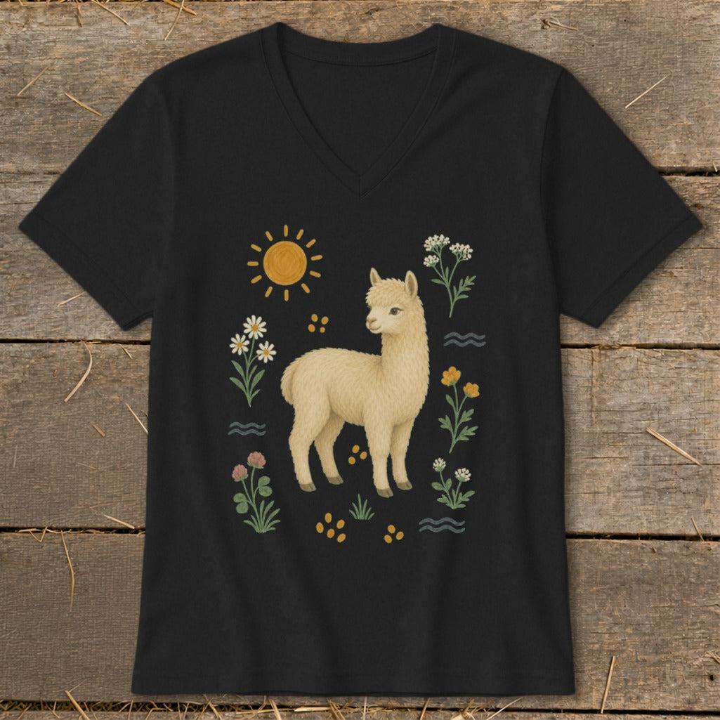 Folk Art Llama V-neck