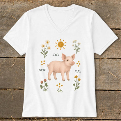 Folk Art Pig V-neck