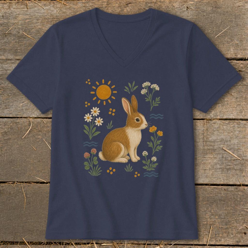 Folk Art Rabbit V-neck