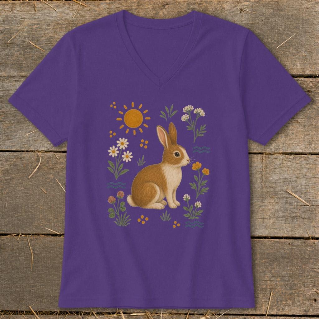 Folk Art Rabbit V-neck
