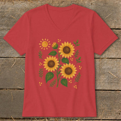 Folk Art Sunflowers V-neck