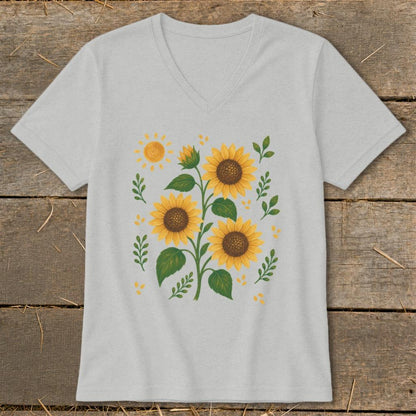 Folk Art Sunflowers V-neck