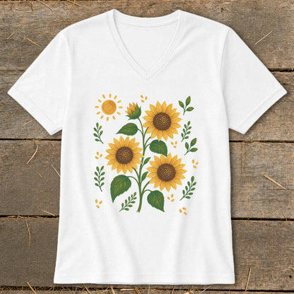 Folk Art Sunflowers V-neck
