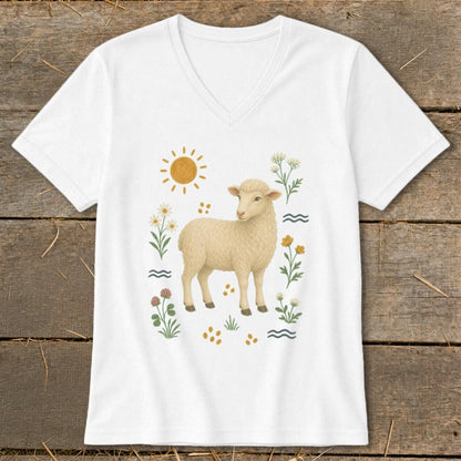 Folk Art Sheep V-neck