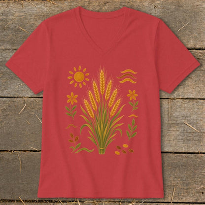 Folk Art Wheat V-neck