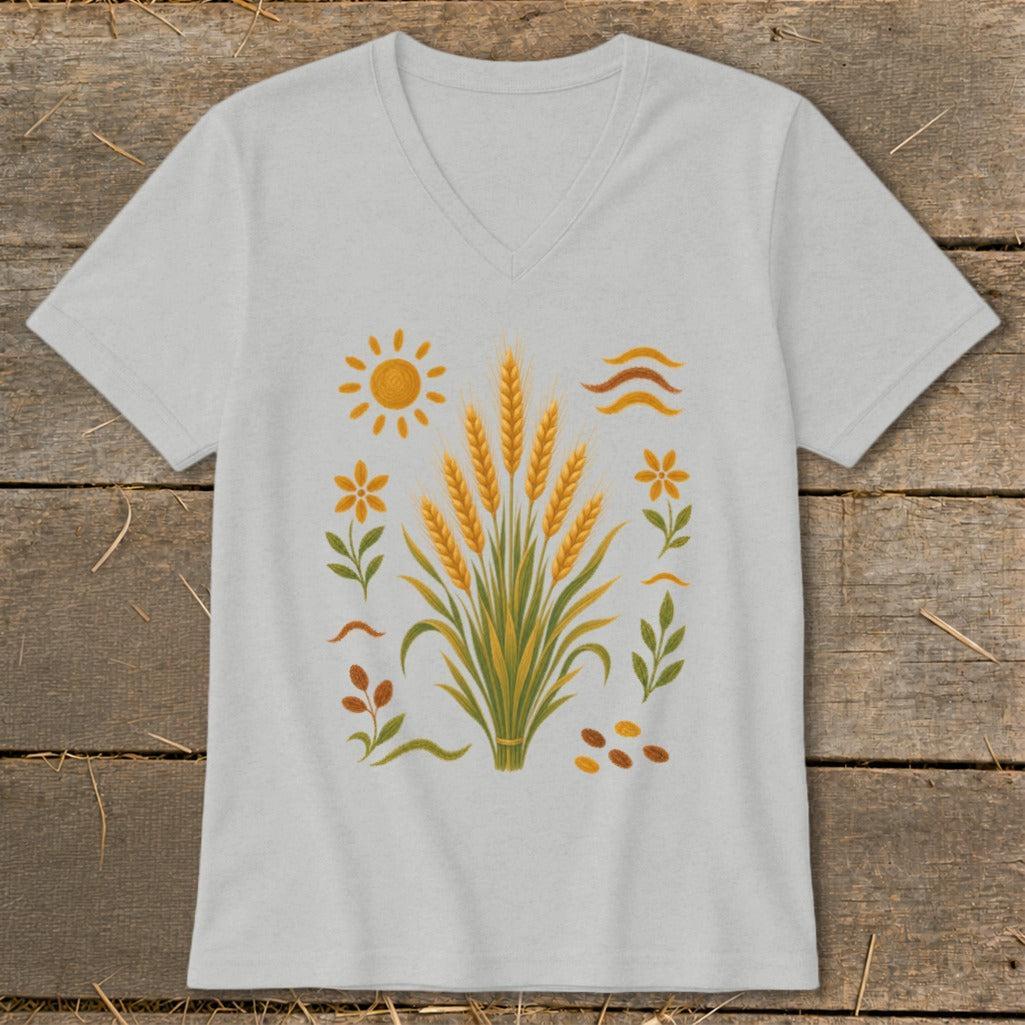 Folk Art Wheat V-neck