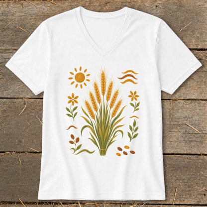 Folk Art Wheat V-neck