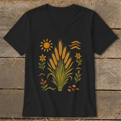 Folk Art Wheat V-neck
