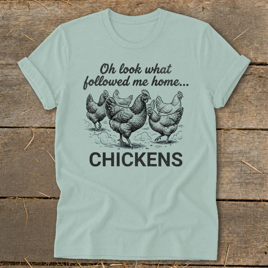 Followed Me Home Chickens Softstyle Tee - Dusty Blue