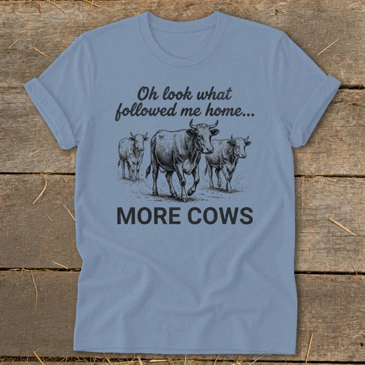 Followed Me Home Cows Softstyle Tee - Steel Blue