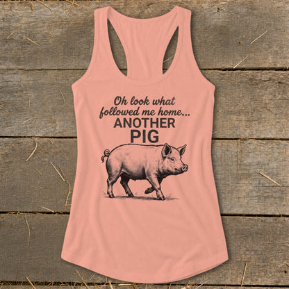 Followed Me Home Pig Racerback Tank