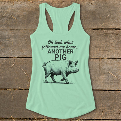 Followed Me Home Pig Racerback Tank