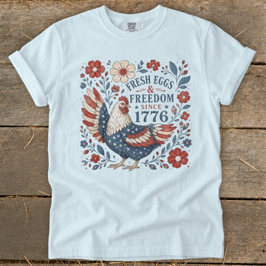 Fresh Eggs  Freedom Signature Tee - Chambray