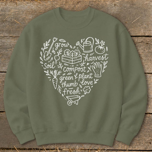 Gardening Heart Sweatshirt - Military Green