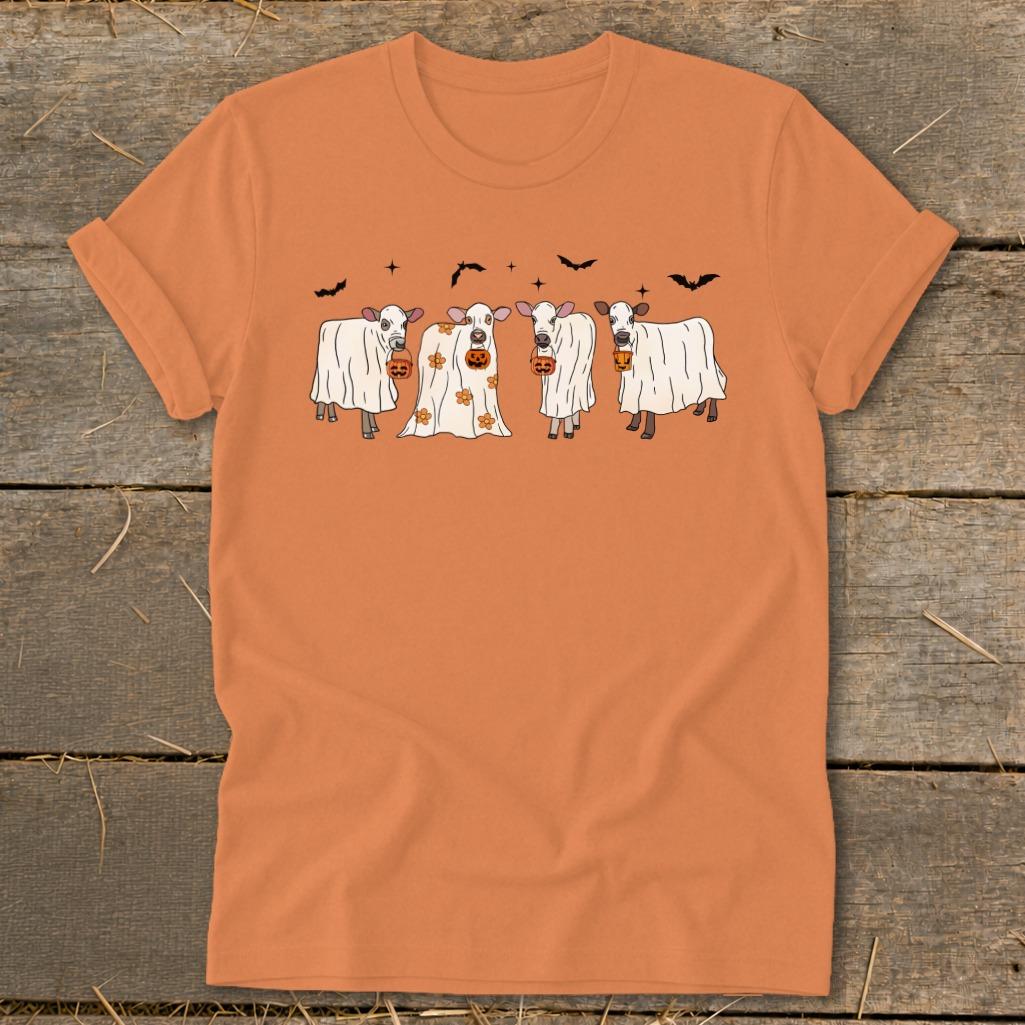 Ghostly Cows Halloween Softstyle Tee