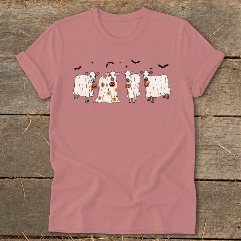 Ghostly Cows Halloween Softstyle Tee