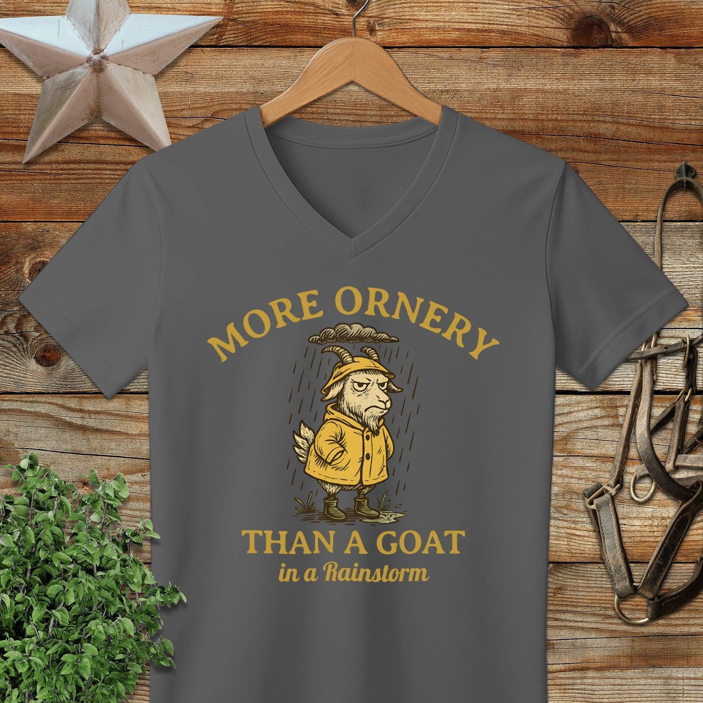 Goat in a Rainstorm V-neck