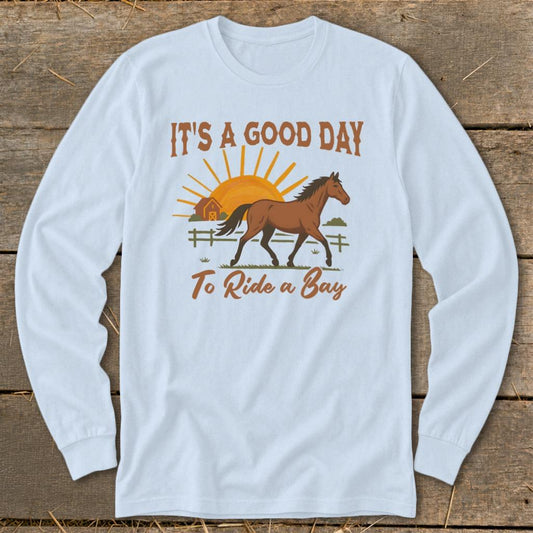 Good Day to Ride a Bay Long Sleeve Tee - Light Blue