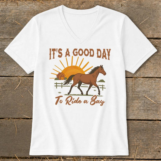 Good Day to Ride a Bay V-neck - White