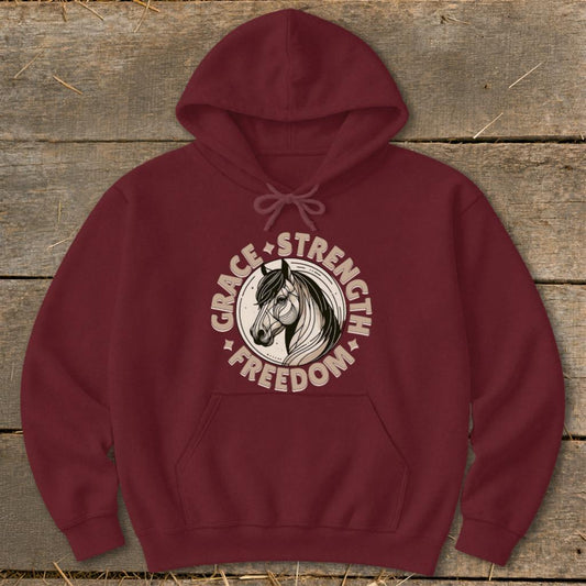 Grace Strength Freedom Hoodie - Maroon