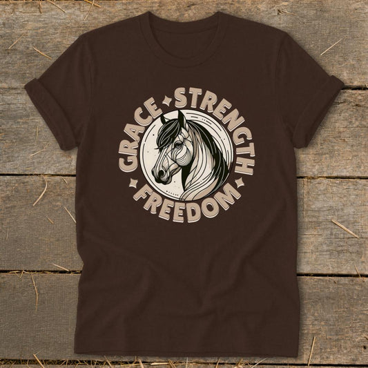 Grace Strength Freedom Softstyle Tee - Chocolate