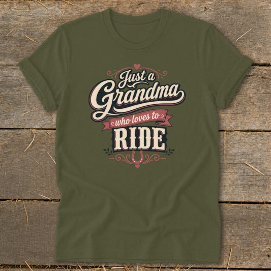 Grandma Loves To Ride Softstyle Tee - Military Green