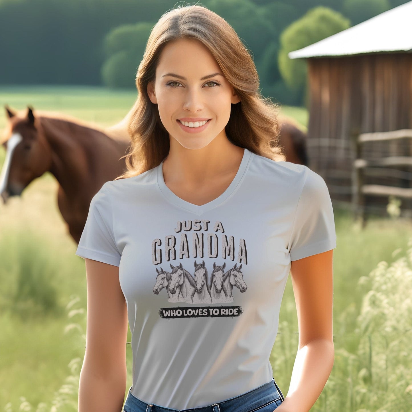 Grandma Loves To Ride V-neck
