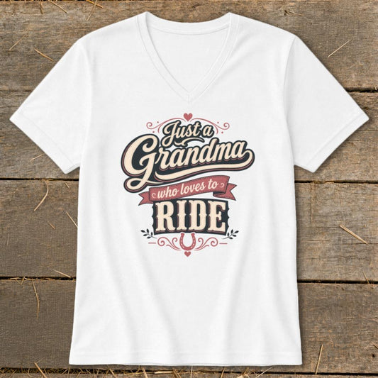 Grandma Loves To Ride V-neck - White