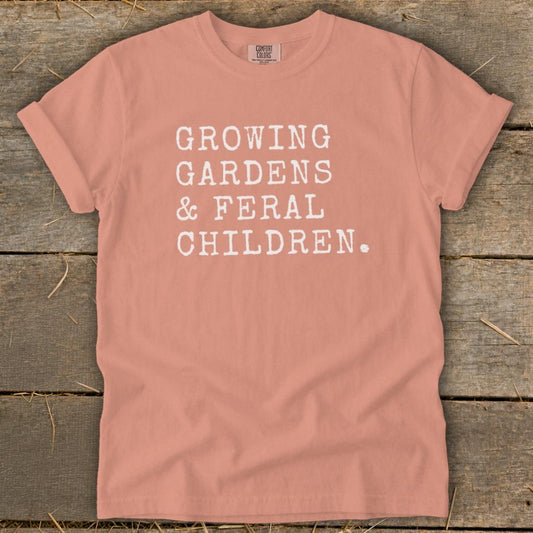 Growing Gardens  Feral Children Signature Tee - Terracotta
