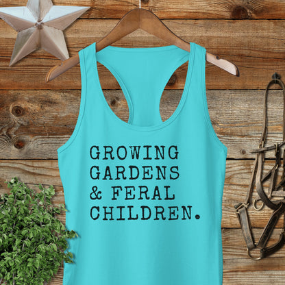 Growing Gardens & Feral Children Racerback Tank