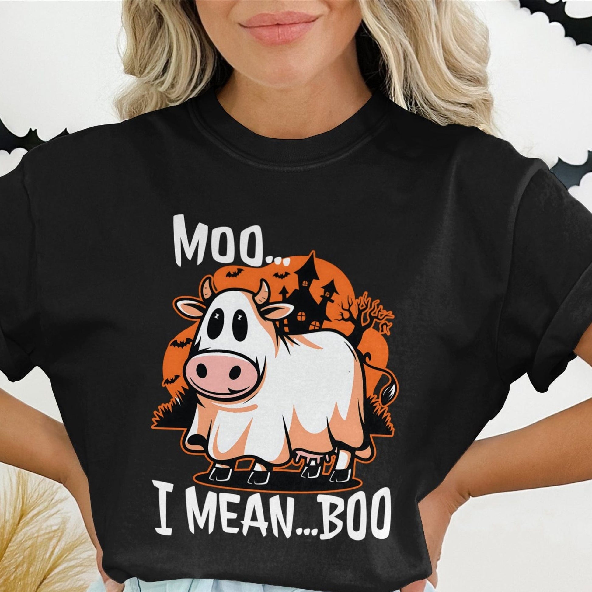 Halloween Moo I Mean Boo Cow Shirt