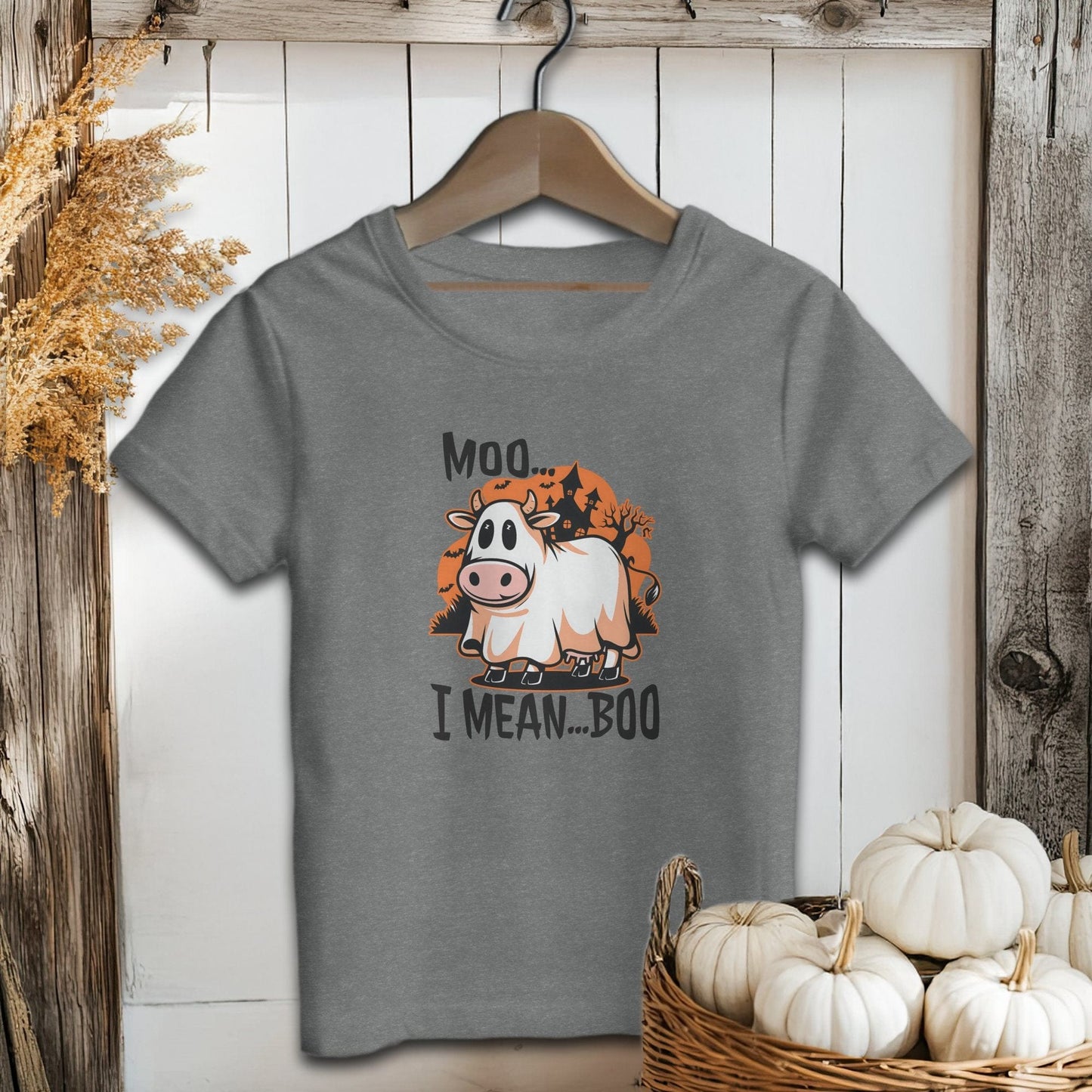 Halloween Moo I Mean Boo Cow Youth Shirt