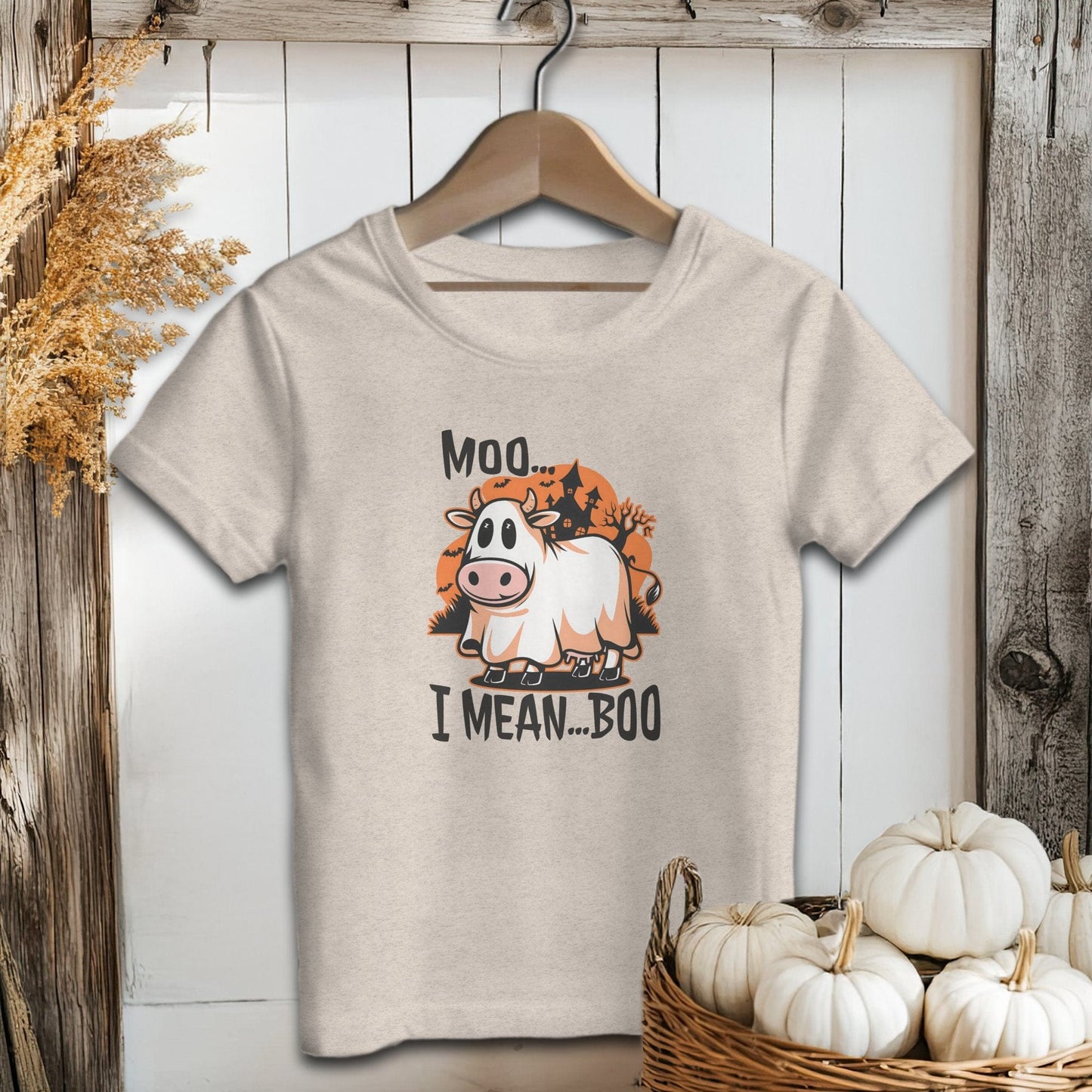 Halloween Moo I Mean Boo Cow Youth Shirt