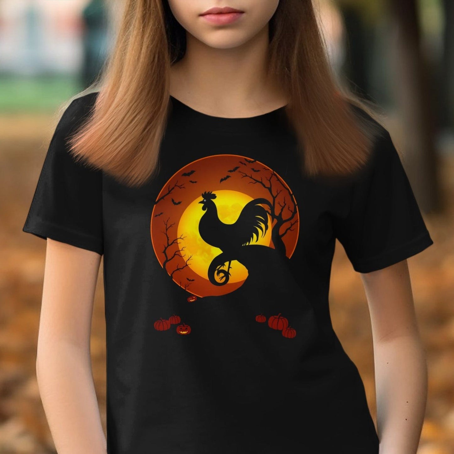 Halloween Rooster in the Moon Youth Shirt