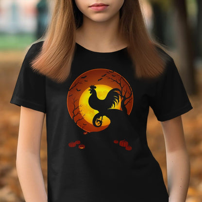 Halloween Rooster in the Moon Youth Shirt