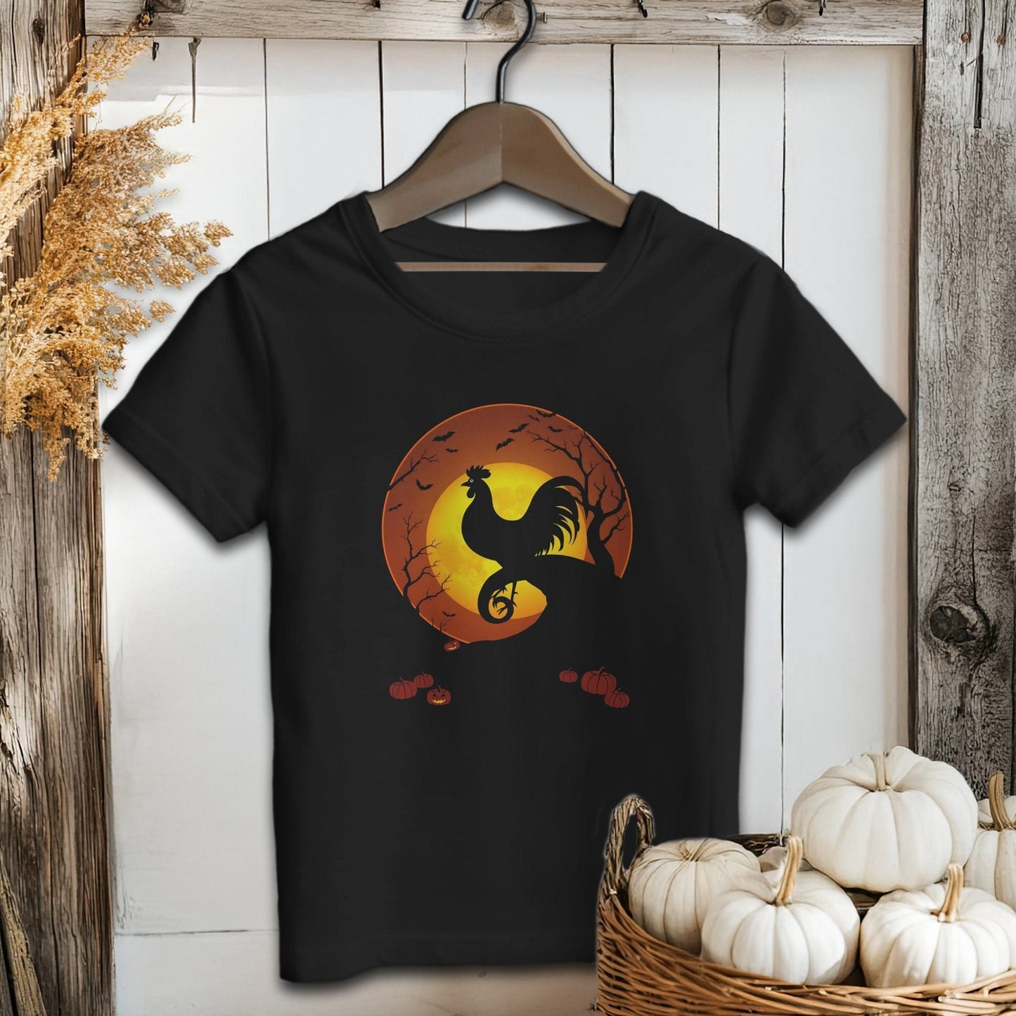 Halloween Rooster in the Moon Youth Shirt