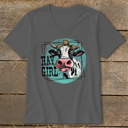 Hay Girl V-neck - Asphalt
