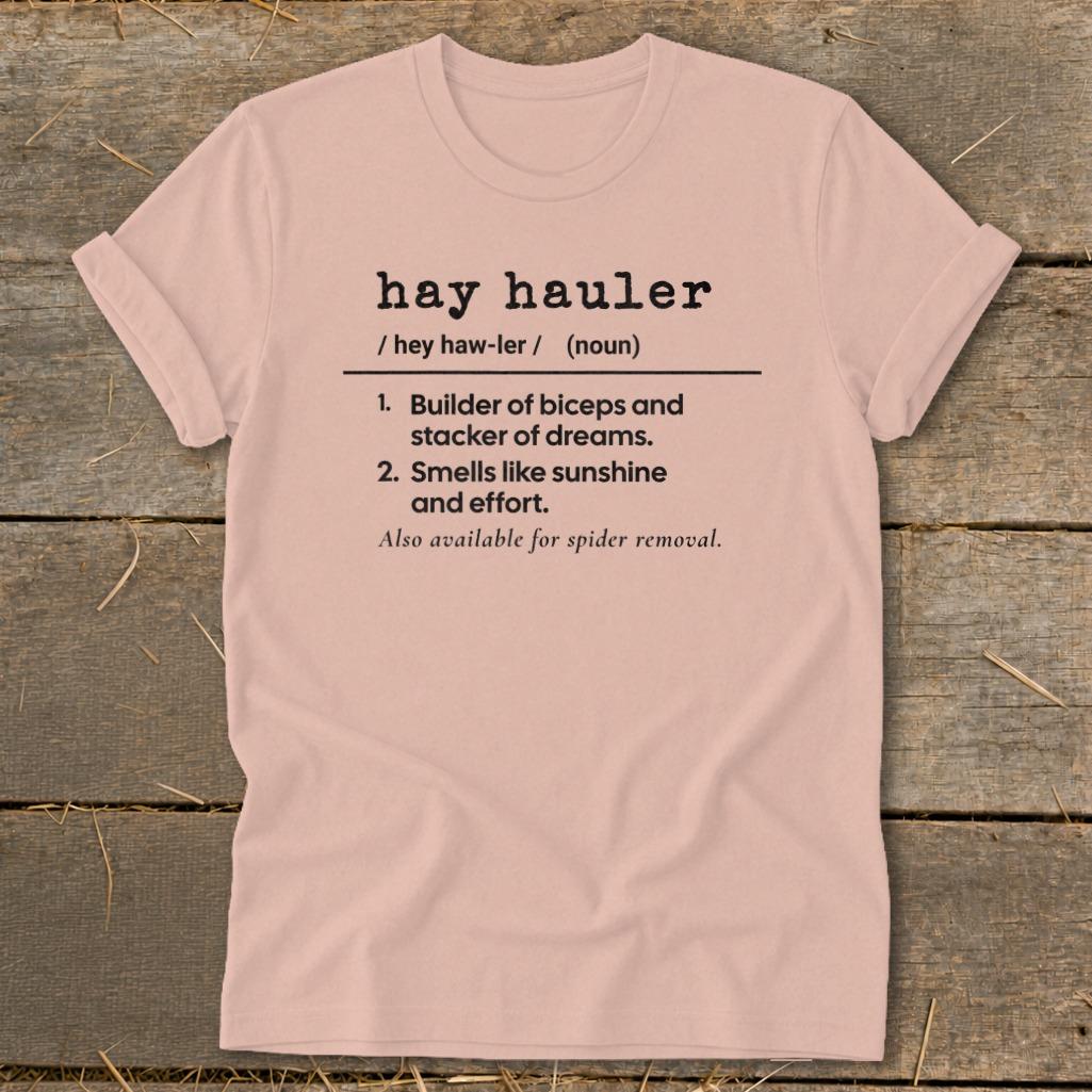 Hay Hauler Definition Softstyle Tee - Peach