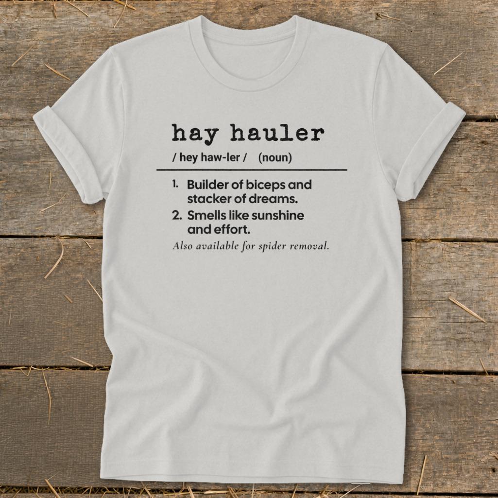 Hay Hauler Definition Softstyle Tee - Silver
