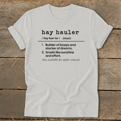 Hay Hauler Definition Softstyle Tee - Silver