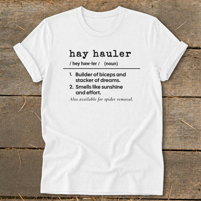Hay Hauler Definition Softstyle Tee - White