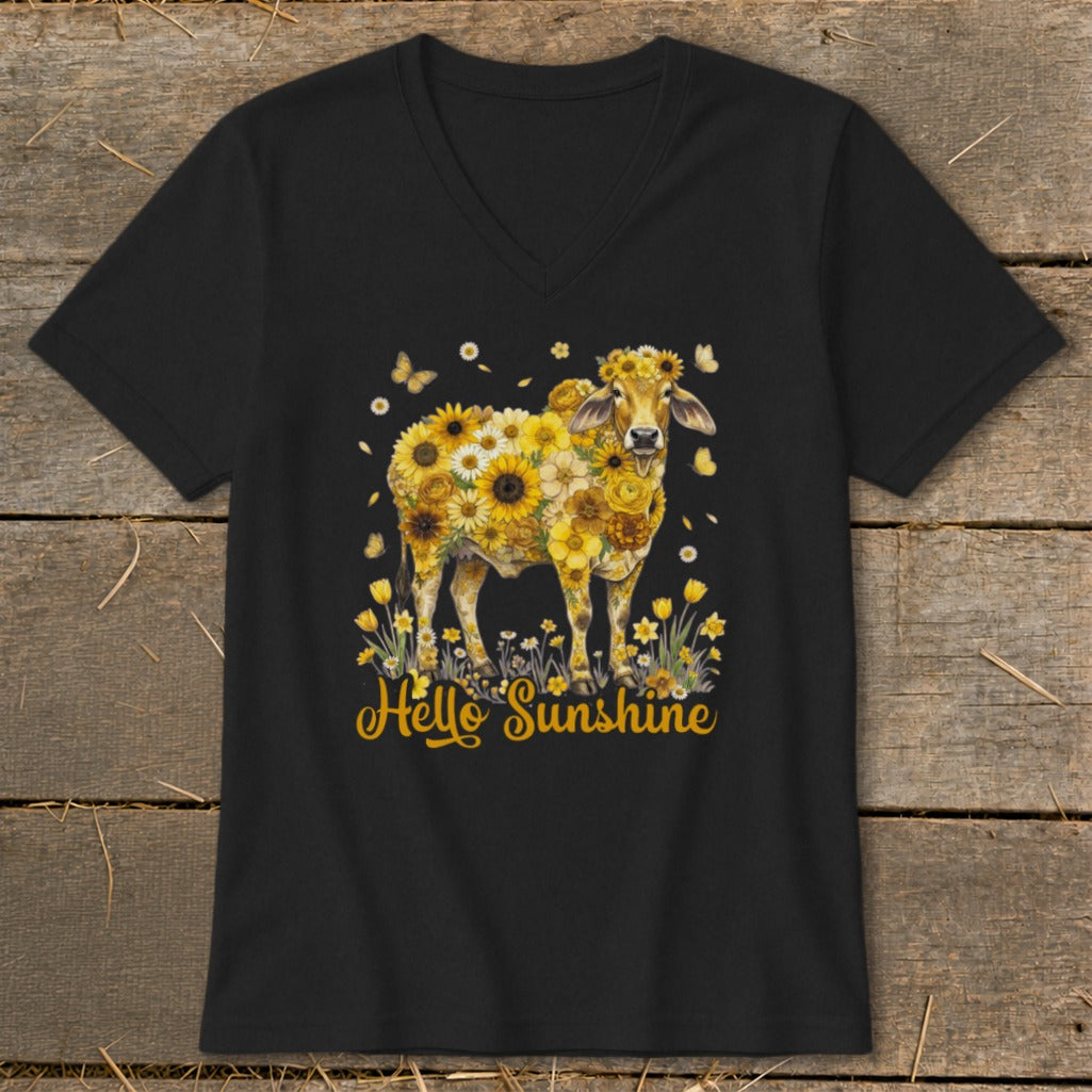 Hello Sunshine Brahma Cow V-neck